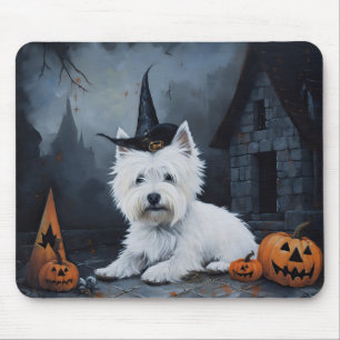 Tapis De Souris West Highland White Terrier Citrouille Halloween