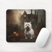 Tapis De Souris West Highland White Terrier Halloween effrayant (Avec souris)