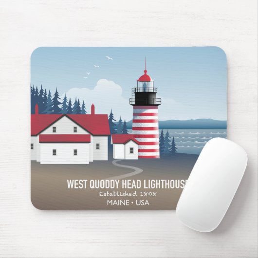 Tapis De Souris West Quoddy Head Lighthouse (Avec souris)