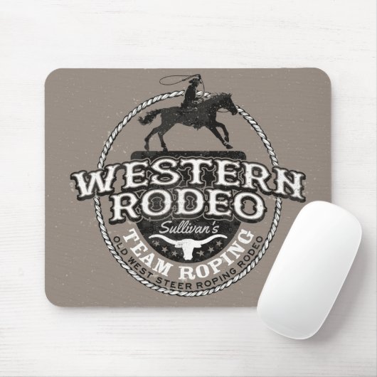 Tapis De Souris Western Rodeo AJOUTER NOM Old West Steer Roping Ro (Avec souris)