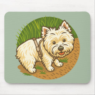 Tapis De Souris Westie heureux sur le sentier de la nature