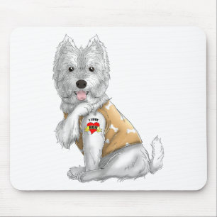 Tapis De Souris Westie I Love Maman Tattoo Chien Chemise Drôle Mèr