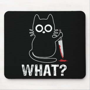 Tapis De Souris What_ - Chat Drôle Avec Design Graphique Couteau