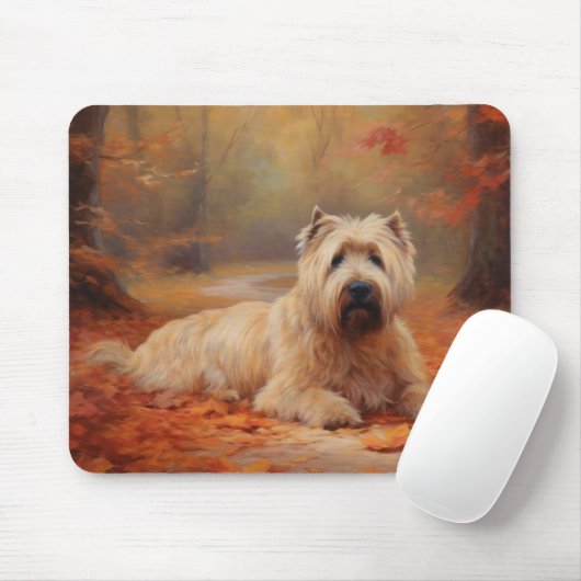 Tapis De Souris Wheaten Terrier dans les feuilles d'automne automn (Avec souris)