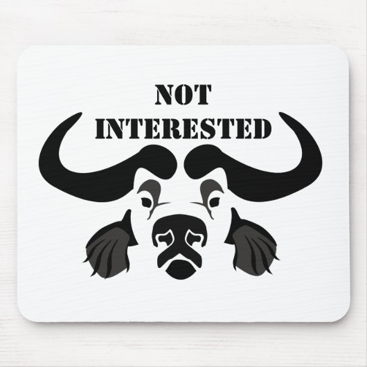 Tapis De Souris Whimsical Cape Buffalo, en encre noire (Devant)