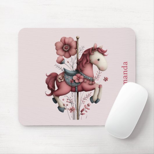 Tapis De Souris Whimsical Carousel Horse Image (Avec souris)