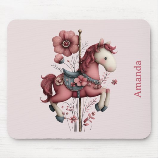 Tapis De Souris Whimsical Carousel Horse Image (Devant)
