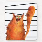 Tapis De Souris Whimsical Curious Chat sur les rayures Motif (Devant)