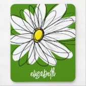 Tapis De Souris Whimsical Daisy - avocado vert nom de script tenda (Devant)