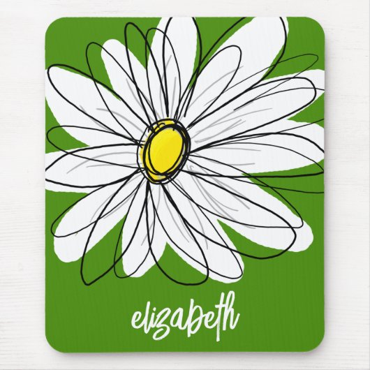 Tapis De Souris Whimsical Daisy - avocado vert nom de script tenda (Devant)