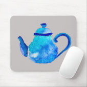Tapis De Souris Whimsical watercolor blue teapot (Avec souris)