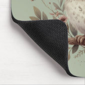 Tapis De Souris Whimsical Woodland Owl Botanical Illustration (Coin)