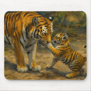 Tapis De Souris Whispers in the Wild - Tiger and Cub in Forest