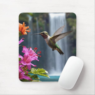 Tapis De Souris "Whispers of Nature : Hummingbird, Cascade,