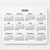 Tapis De Souris White and Black 2026 Calendar (Devant)
