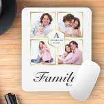 Tapis De Souris White and Gold 4 Photos Family Photo Collage<br><div class="desc">Upload your favorite photographite make your own unique personalized keepsake photo gift.</div>