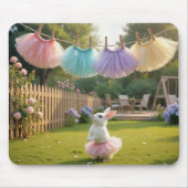 Tapis De Souris White Bunny Wearing a Pink Tutu (Devant)