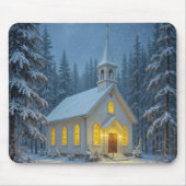 Tapis De Souris White Christmas Chapel In Winter Pines (Devant)