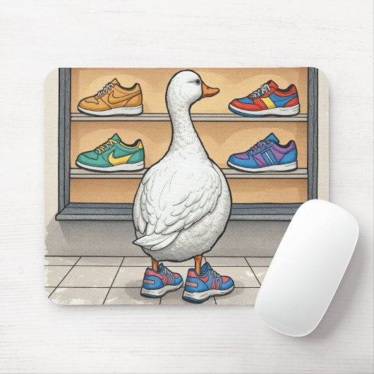 Tapis De Souris White Duck Shopping For Sneakers (Avec souris)