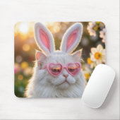 Tapis De Souris White Easter Cat with Bunny ears (Avec souris)