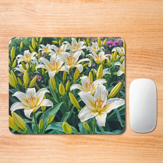 Tapis De Souris White Lilies Mouse Pad
