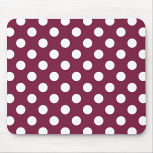 Tapis De Souris White polka dots on burgundy