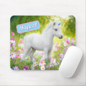 Tapis De Souris White Pony Unicorn (Avec souris)