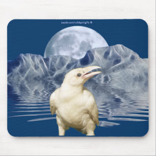 Tapis De Souris White Spirit Raven & Moon Wildlife Art Mousepad