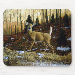 Tapis De Souris Whitetail Deer Doe dans la forêt d'automne