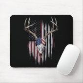 Tapis De Souris Whitetail Deer Hunter Drapeau Américain Design Buc (Avec souris)