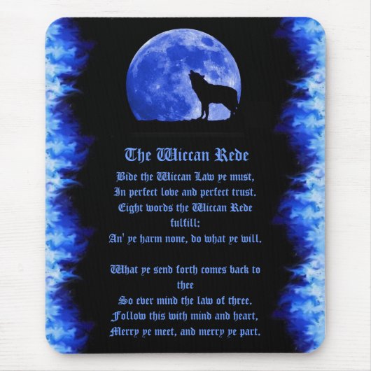 Tapis De Souris Wiccan Rede - flamme bleue (Devant)
