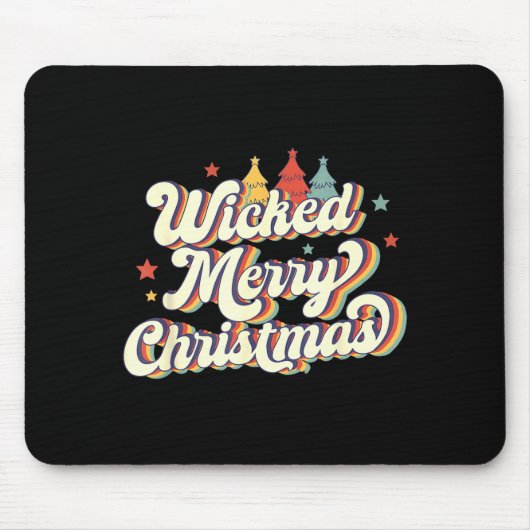 Tapis De Souris Wicked Merry Christmas Retro Groovy New England Xm (Devant)