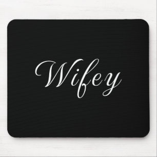 Tapis De Souris Wifey moderne noir Script femmes blanches