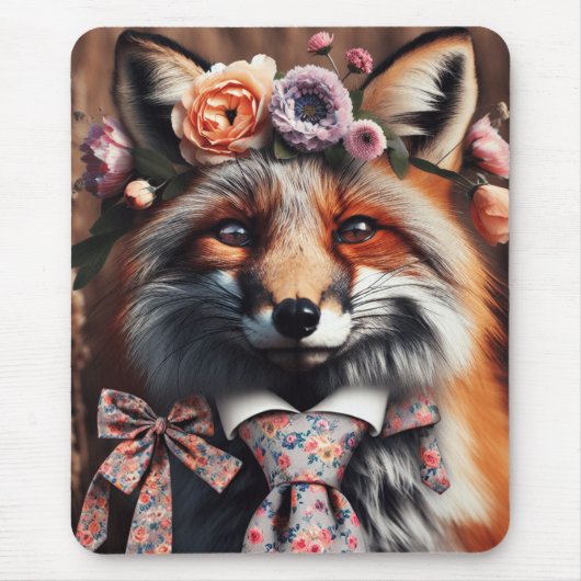 Tapis De Souris Wild fox wearing a tie cute  (Devant)