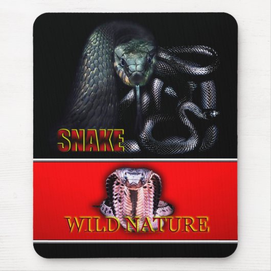Tapis De Souris WILD NATURE - collection de design SNAKE noir (Devant)