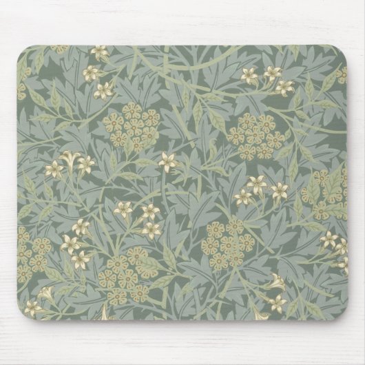 Tapis De Souris William Morris Jasmine Bleu Vert Art Botanique (Devant)