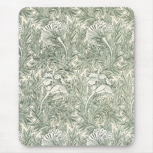 Tapis De Souris William Morris tulip fond textile vert (Devant)
