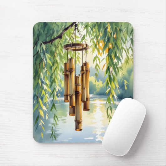 Tapis De Souris Willow plumant, Windchimes et lac (Avec souris)