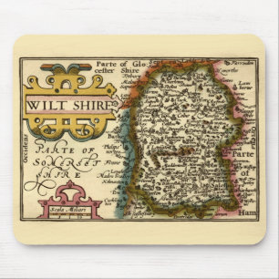 Tapis De Souris Wiltshire Comté Angleterre Ancien Atlas Carte