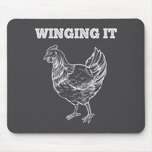 Tapis De Souris Winging It Funny Chicken Wings Lovers Quote (Devant)