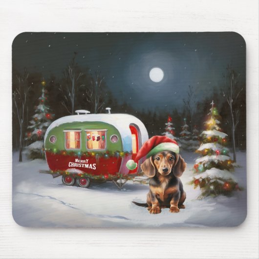 Tapis De Souris Winter Dachshund Caravan Christmas Adventure (Devant)