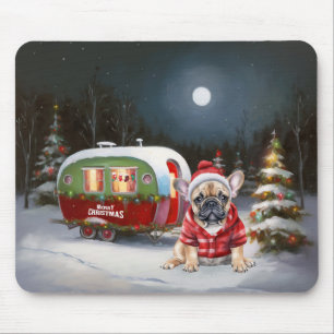 Tapis De Souris Winter French Bulldog Caravan Christmas Adventure
