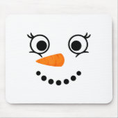 Tapis De Souris Winter Snowman Face Eyelashes Christmas Xmas Fun D (Devant)