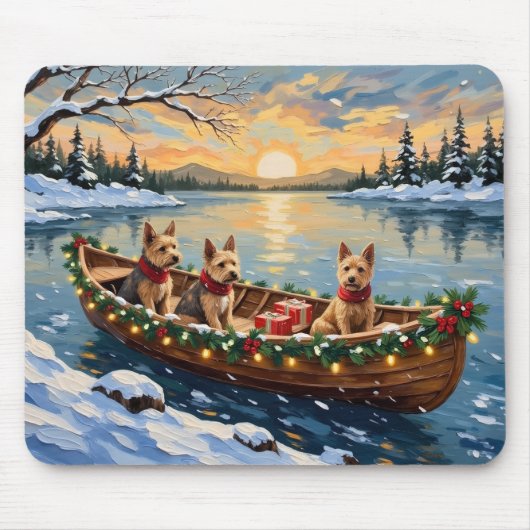 Tapis De Souris Wire Fox Terrier Christmas Boat Holiday (Devant)