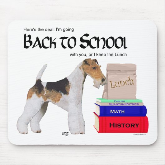 Tapis De Souris Wire Fox Terrier de retour à l'école (Devant)