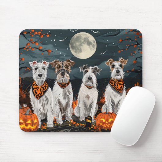 Tapis De Souris Wirefox Terrier Halloween Éffrayant (Avec souris)