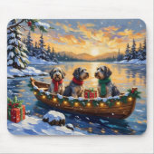 Tapis De Souris Wirehaired Pointing Griffon Christmas Boat Holiday (Devant)