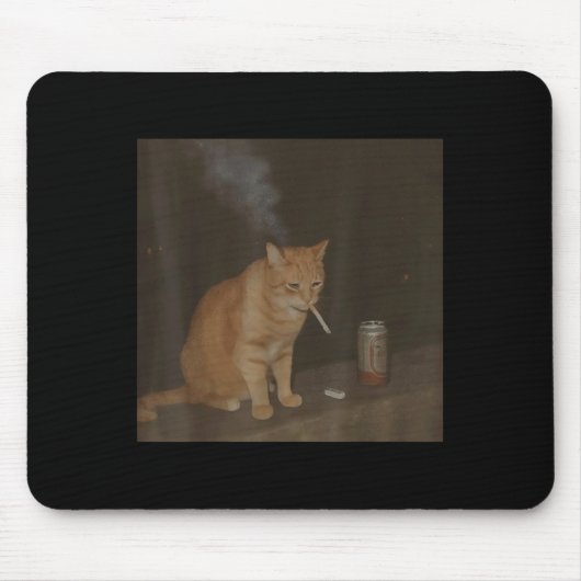 Tapis De Souris Wizard Cigarette Kitten Drôle Fumer Cat Meme Bra (Devant)