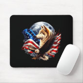 Tapis De Souris Wolf Bald Eagle American Flag Full Moon New Years (Avec souris)