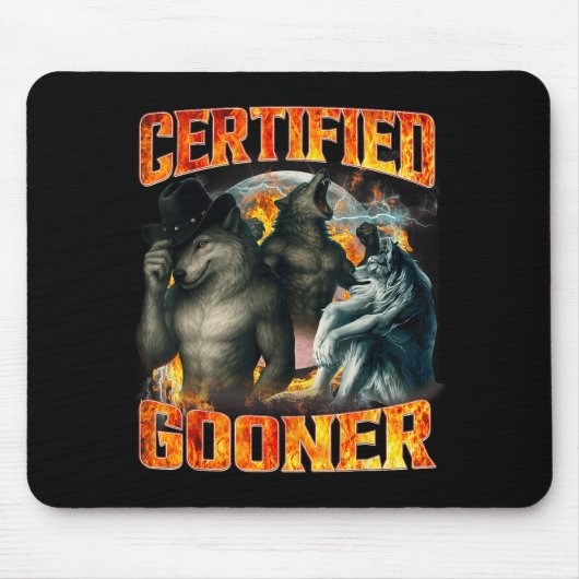 Tapis De Souris Wolf Certified Gooner Funny Bootleg Meme Dad Papa  (Devant)